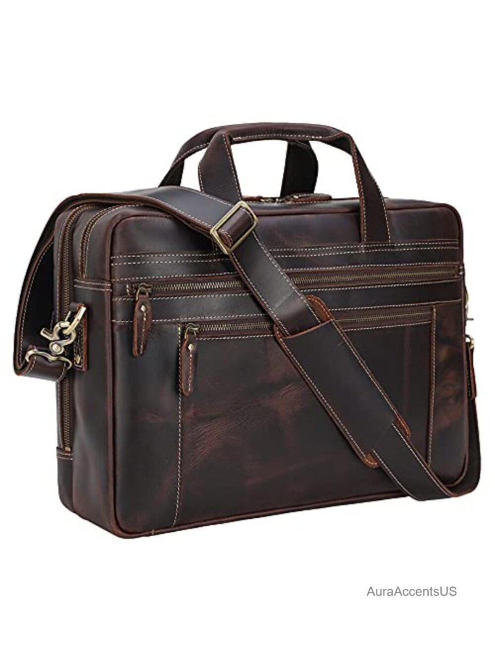 TIDING Leather 15.6 Laptop Briefcase Business Travel Messenger Bag
